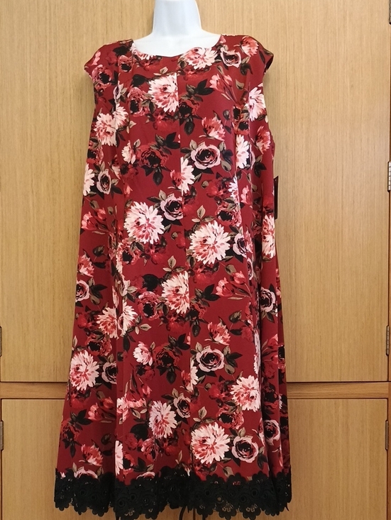 Donna Ricco Dresses & Skirts - + SZ NWT Donna Ricco SZ 22W Sleeveless Floral Dress with Black Lace Trim